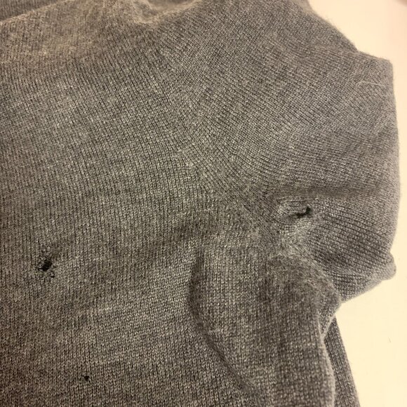 Merino Wool Sweaters Mens Size M FLAWED Holes 1 Brown & 1 Grey Warm Soft AS IS - Picture 8 of 12